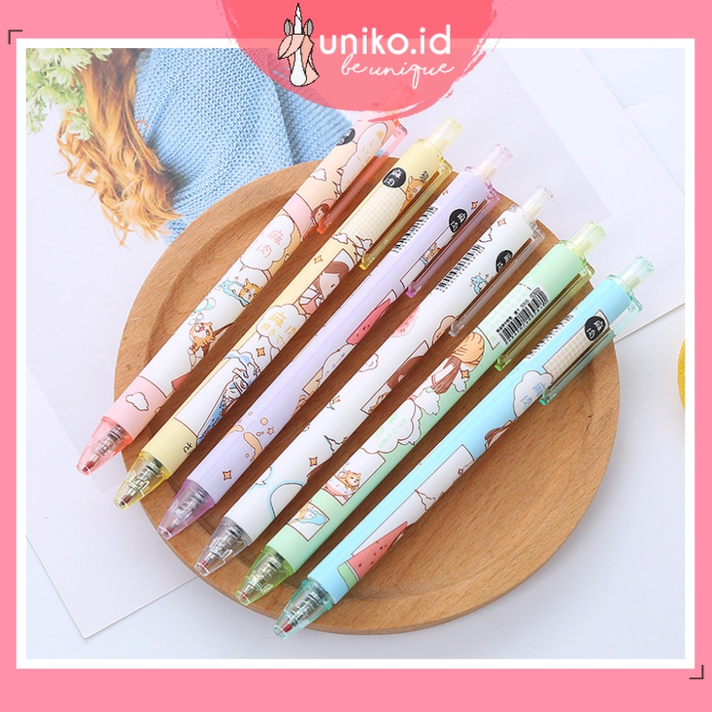 UNIKO.ID - PULPEN MEKANIK KARAKTER LITTLE GIRL CAT PEN CUTE PENA LUCU KARTUN TINTA GEL BLACK 0.5MM