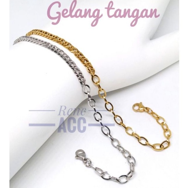 Gelang Rantai Wanita Titanium Perhiasan Gold Silver