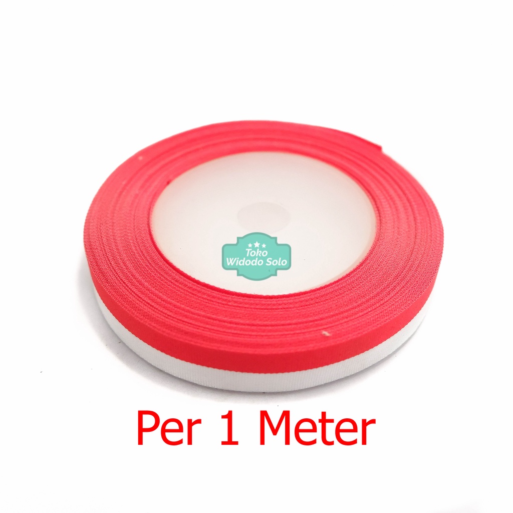 

1 METER Pita Satin Kain Merah Putih Kecil 1/2inch Pita Kado Ribbon