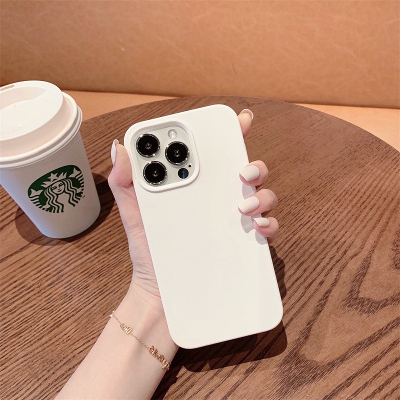 Soft Case Silikon Warna Putih Untuk iPhone 11 12 13 14 Pro Max X XR XS Max 6 6S 7 8 Plus