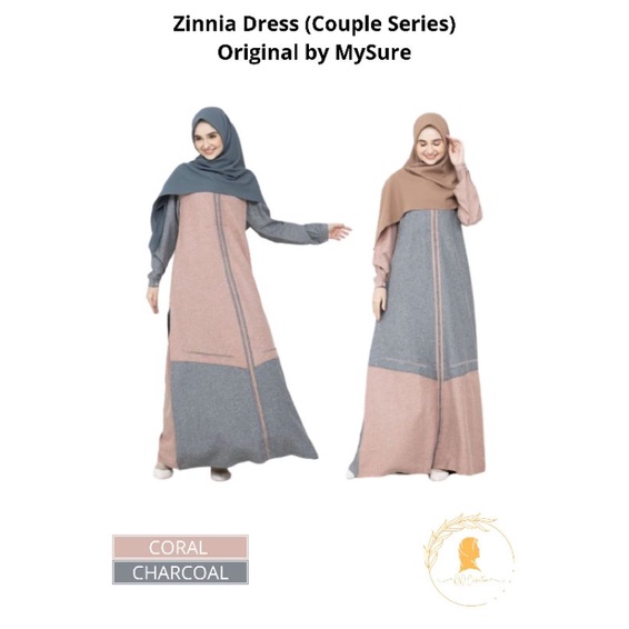 Zinnia Dress (Couple Series), Gamis dewasa, gamis Busui, gamis premium, gamis polos, gamis terbaru, 