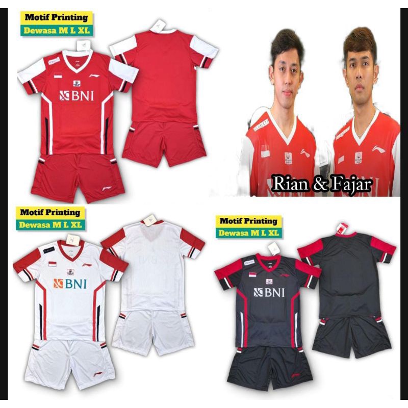 baju badminton BNI/kaos badminton BNI/jersey bulutangkis setelan L159 sponsor BNI
