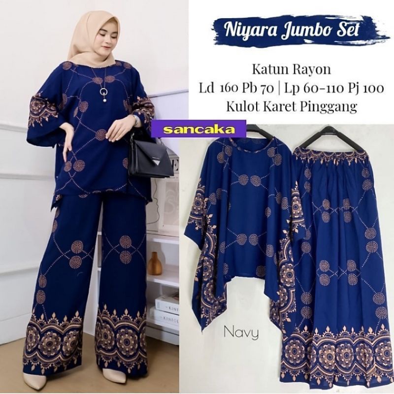 Setelan Rayon Jumbo Lengan Panjang Abstrak Kekinian One Set Piyama Baju Tidur Termurah