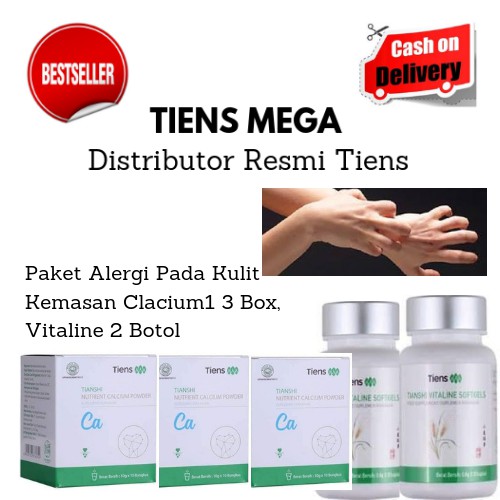 Tiens Paket Alergi Pada Kulit Kemasan Calcium 3 Box, Vitaline 2 Botol + Kartu Member Tiens Mega