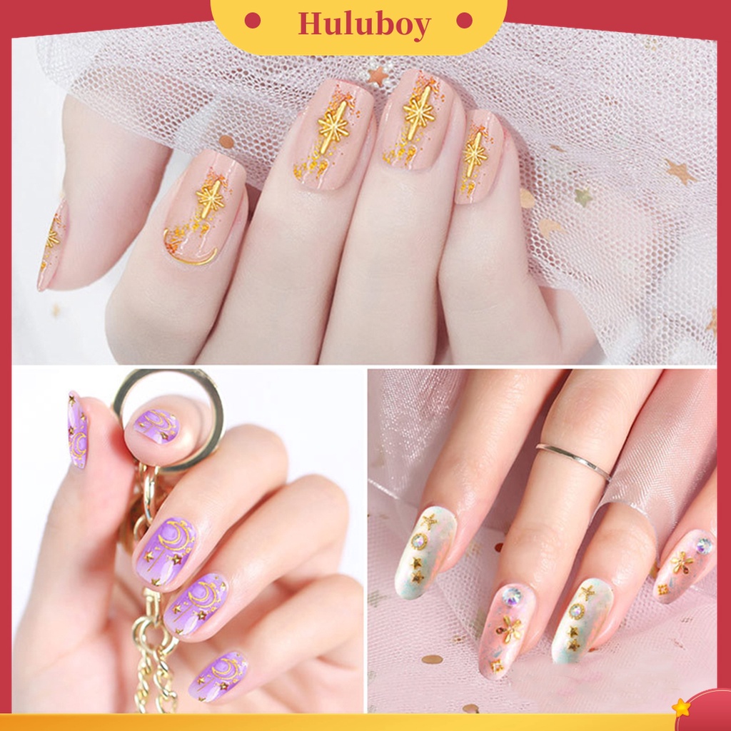 Huluboy Huluboy♡ Stiker Kuku Desain Bulan Bintang 3D Untuk Dekorasi Nail Art