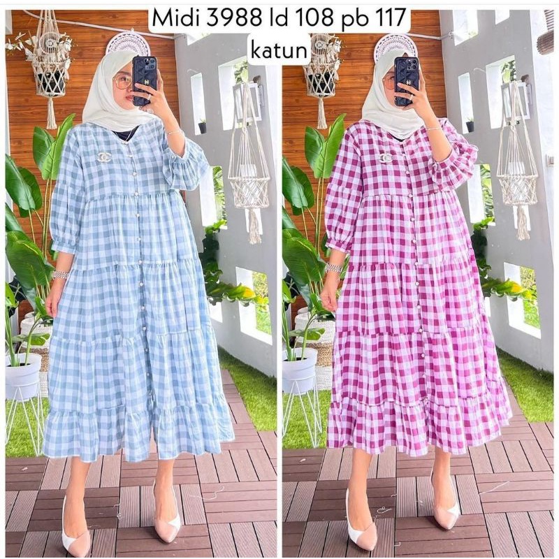 MIDI DRESS KOTAK-KOTAK