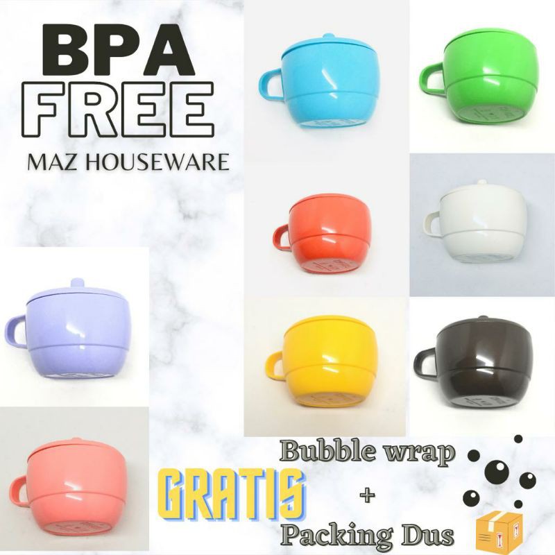 Cangkir Tutup Hoya Plastik Tebal BPA FREE anti Kanker anti Pecah anti Minyak bisa microwave / Microw