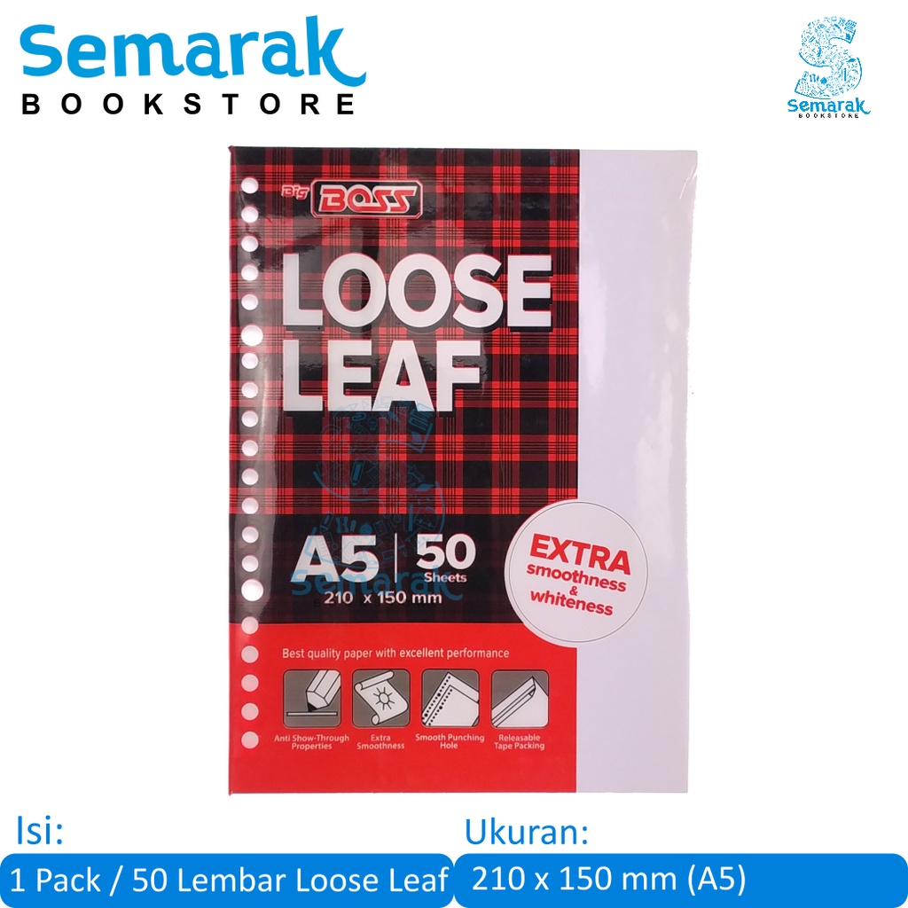 

Big Boss Loose leaf Isi Kertas Binder Polos A5 [50 Lembar]