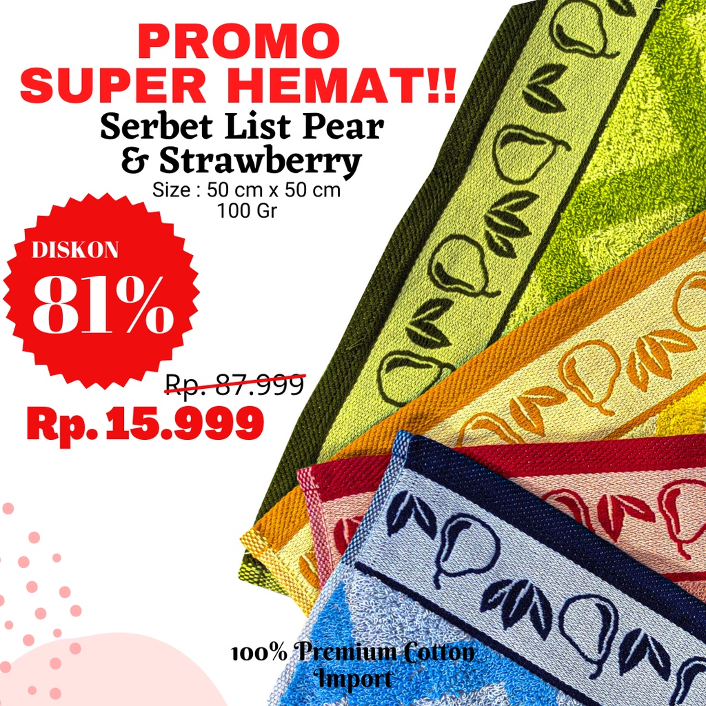 [ Handuk Centre ] Serbet Dapur / Lap Gantung / Makan Kain Tebal Motif Pear 50 x 50 cm Runa by Dixon