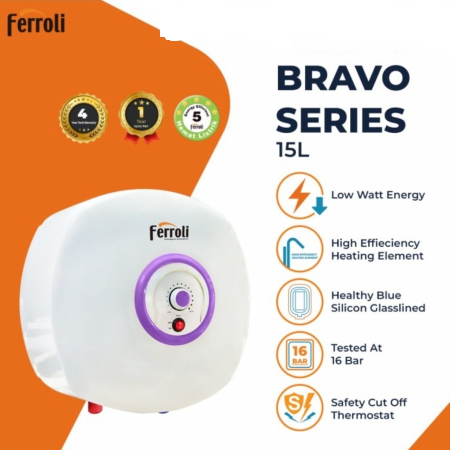 Ferroli Electric Water Heater Bravo Series Capacity 15L Low Watt 200W