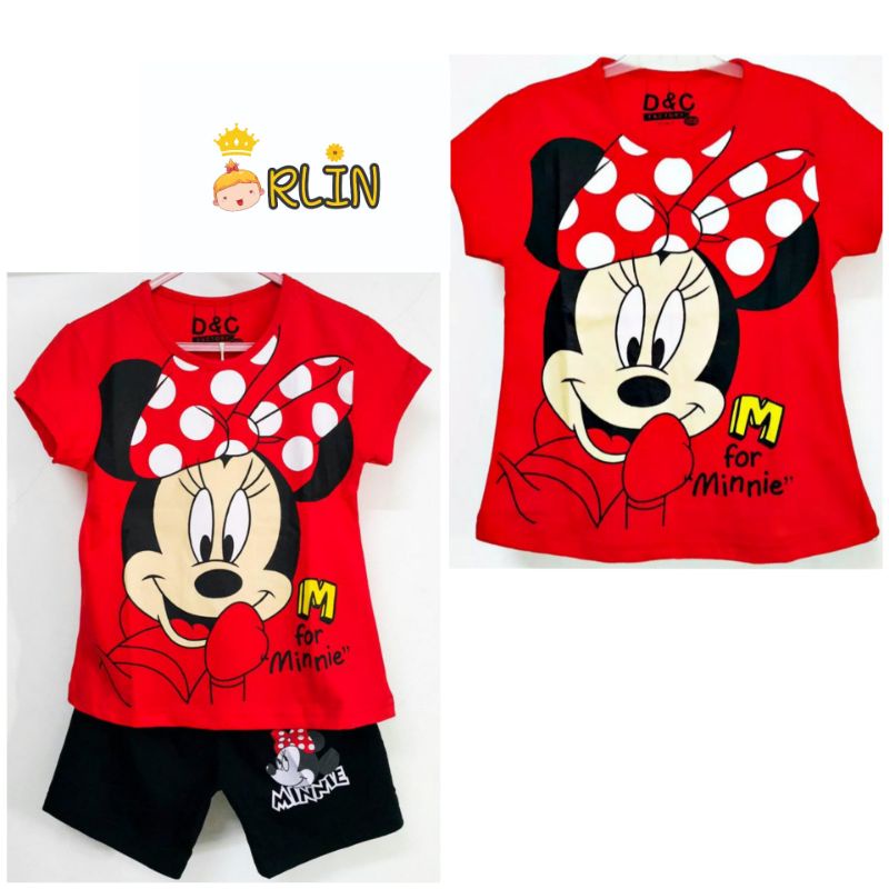 Kaos anak perempuan MINIE MOUSE merah MINNIE setelan anak