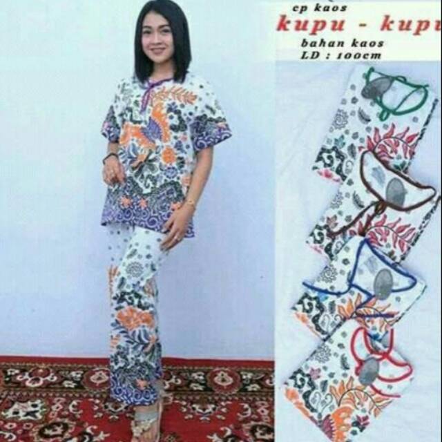 Setelan batik cp kaos kupu kupu