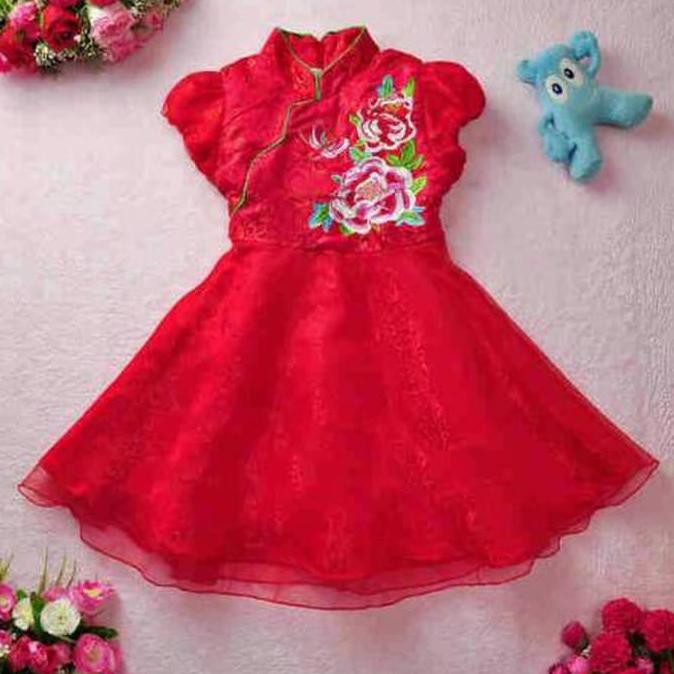 Dress anak merah/ dress imlek merah / baju imlek merah