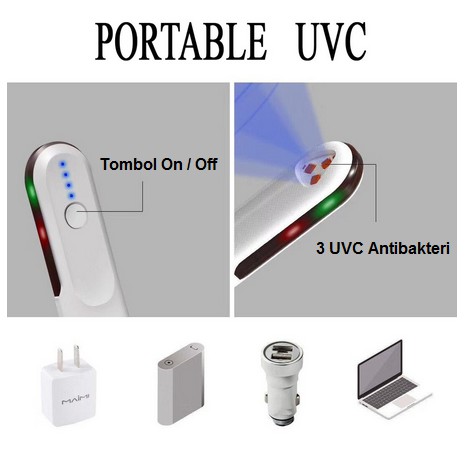 Portable LED UVC Lampu UV pocket USB sterilizer disinfektan ANTI VIRUS