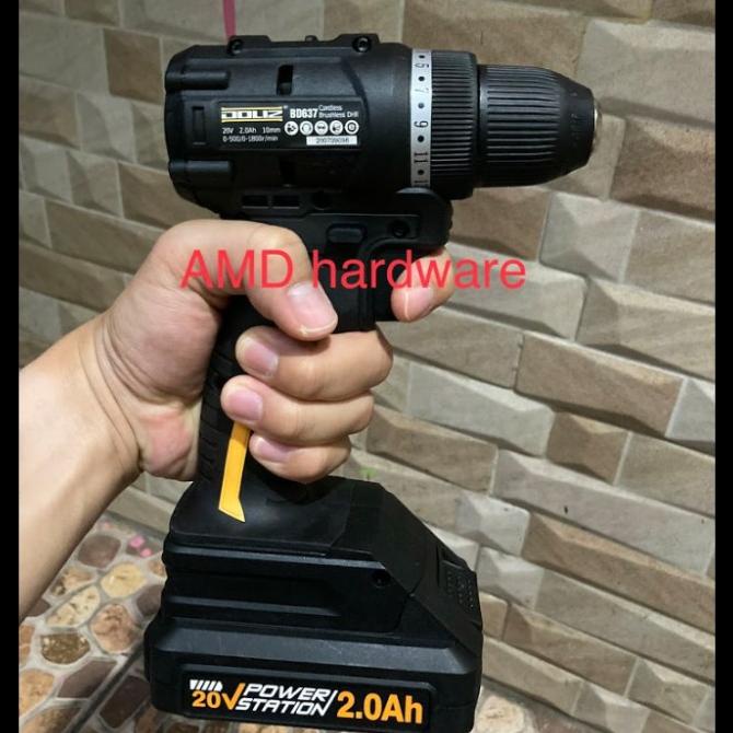 Bor Cordless Brushless Drill Baterai 20V Doliz Bd637 (Makita/Dewalt) Termurah