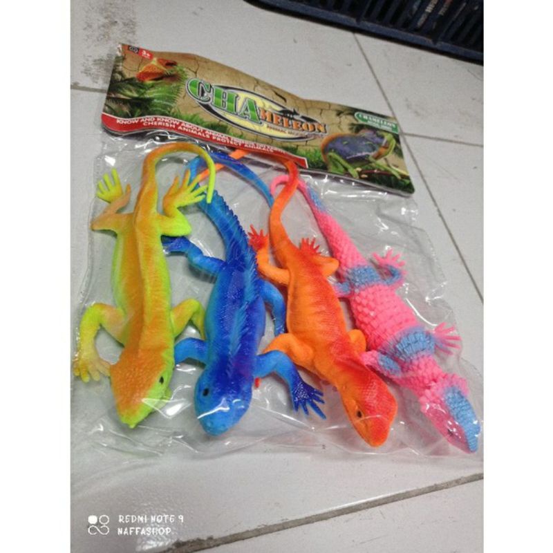Mainan Reptil Karet Iguana Karet Isi 4 Chameleon Mainan Anak Laki Belajar Mengenal Hewan Mainan