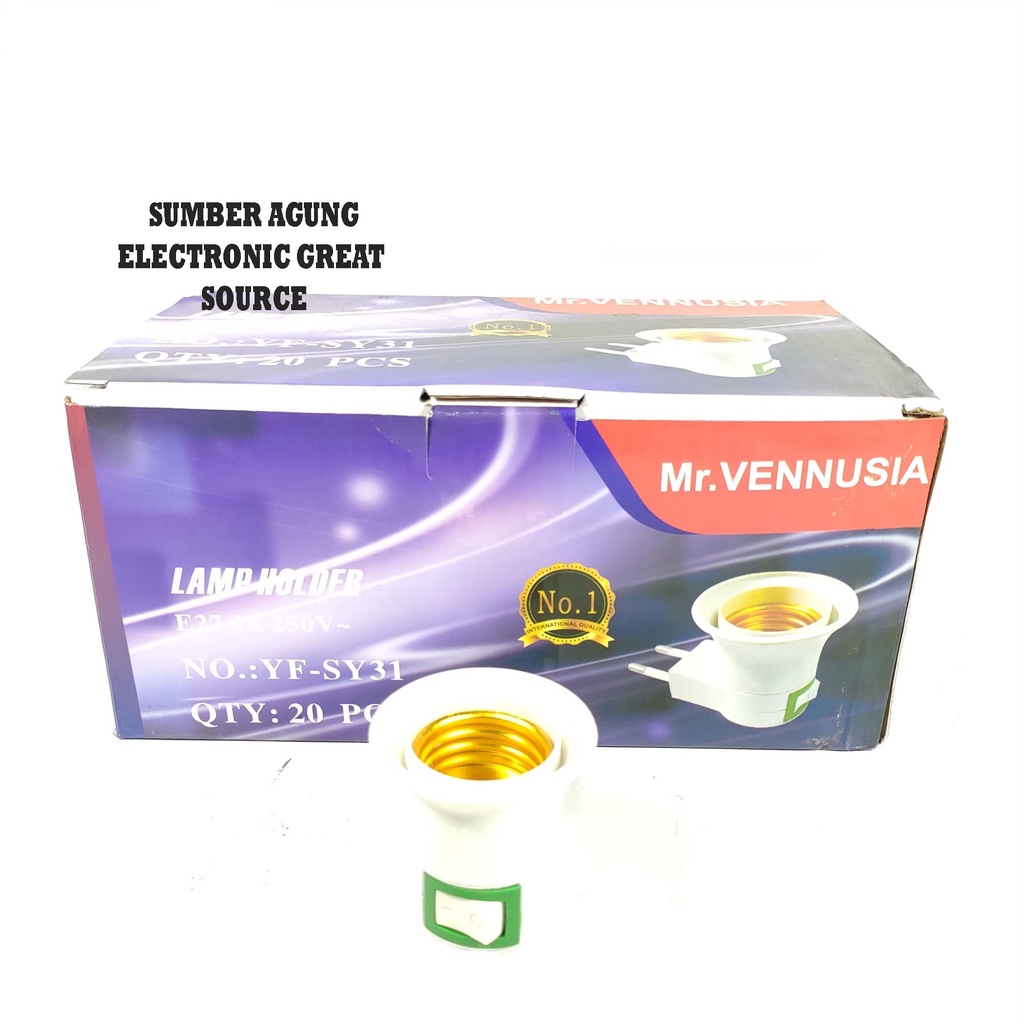 Fiting Lampu Colok Langsung Saklar Mr Venusia Dexicon E27 6A 250V Lamp Holder