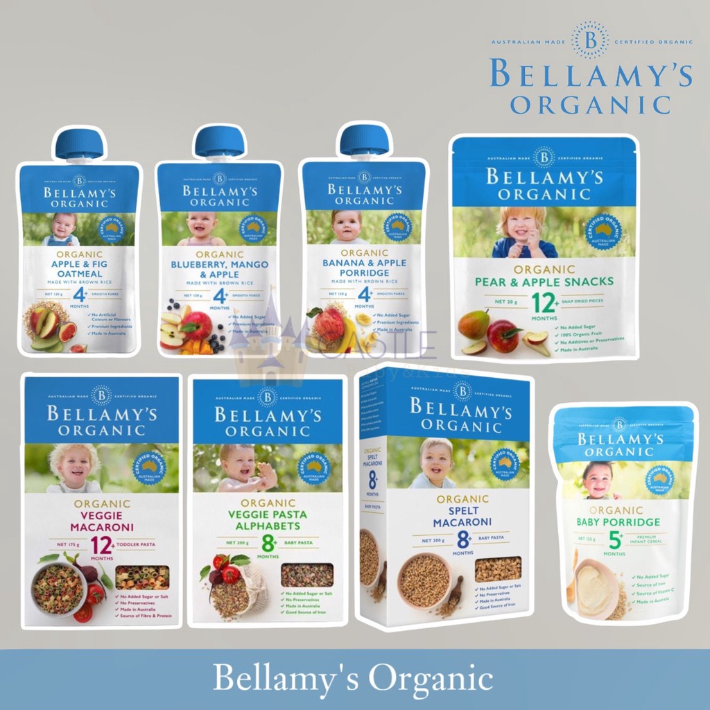 Bellamy's Organic - Snack Bayi - Fruit Chips - Veggie Macaroni - Spelt Macaroni - Veggie Pasta Alphabets - Meal / Bubur Bayi / Jus Bayi / Sereal Bayi Organik - Cereal Bellamys