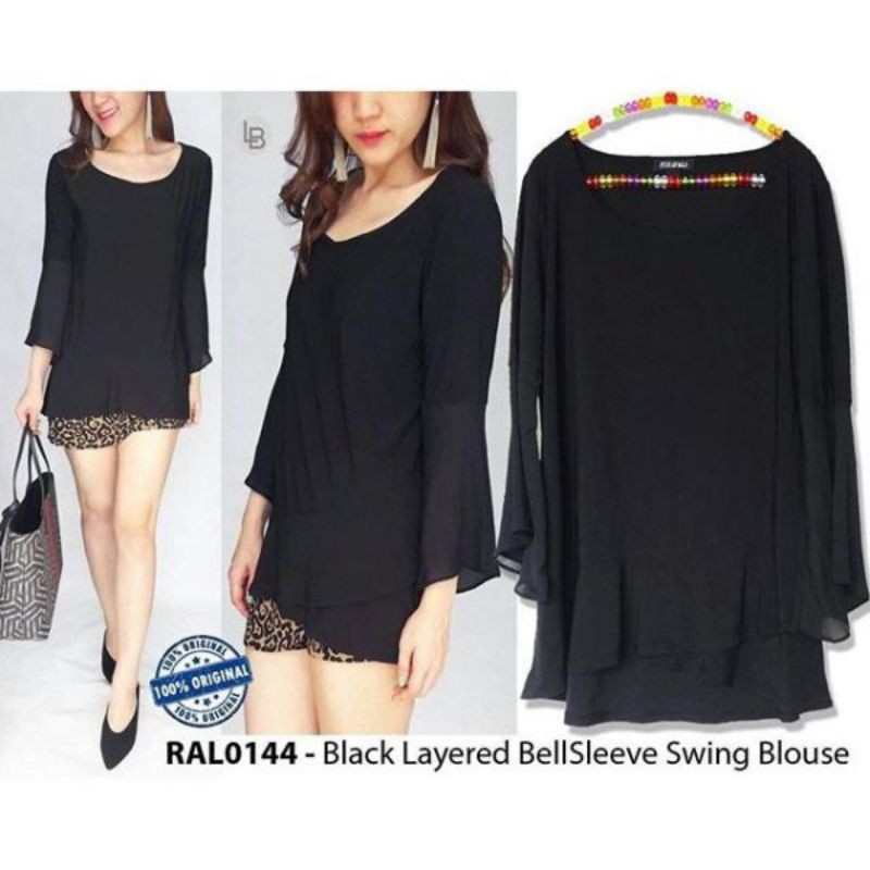 Blouse BellSleeve Roz&Ali Black blus hitam wanita