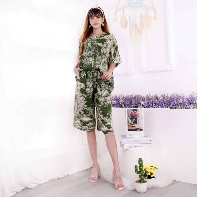 Setelan baju cewek/piyama rayon dior 7/8 XXL