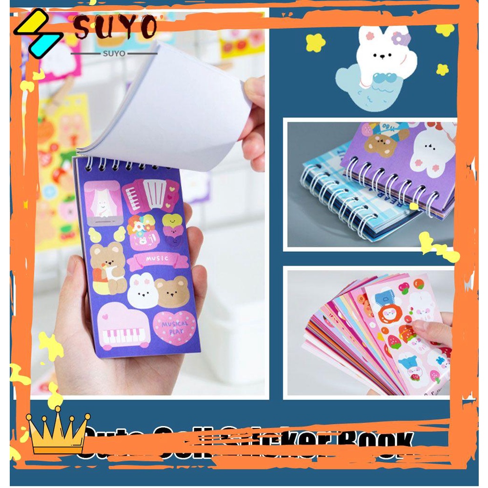 Suyo 50 Lembar / Pak Stiker Coil Motif Kartun Hewan Bahan PET Untuk Perlengkapan Sekolah