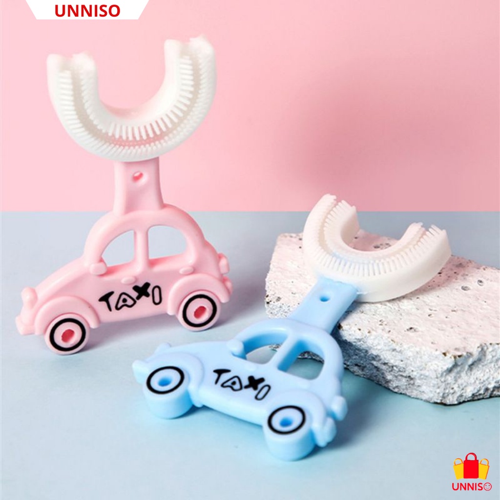UNNISO - Sikat Gigi Anak Silicone 2-6 Taun Bentuk U Taxi SG1