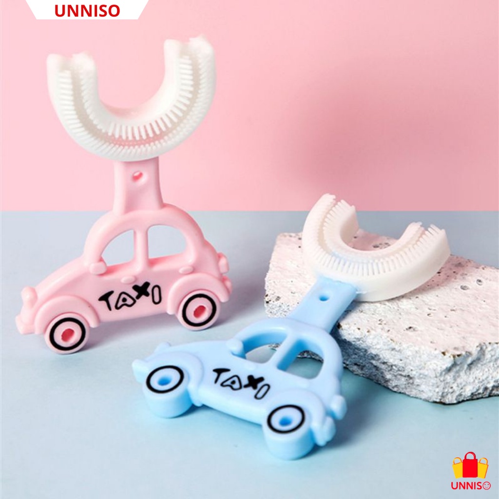 UNNISO - Sikat Gigi Anak Silicone 2-6 Taun Bentuk U Taxi SG1