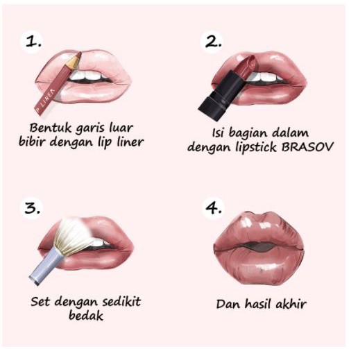 Brasov Lipstik Matte Pigmented Perona Bibir - Ada 8 Pilihan Warna - Netto 3.8 gr