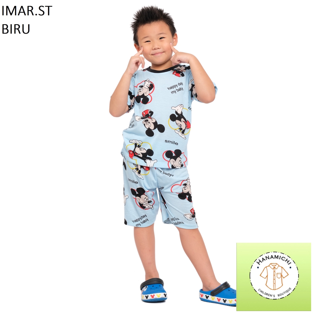 Hanamichi IMAR.ST Setelan Anak Motif Kartun Lengan Pendek