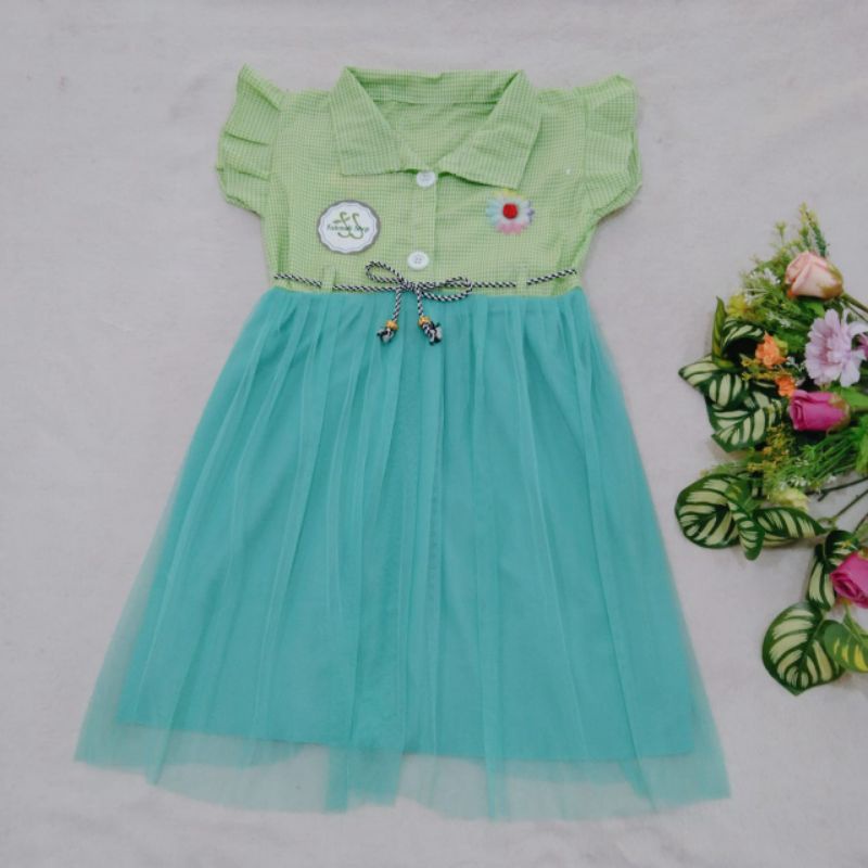 Dress Anak 3 4 Tahun cewek perempuan Gaun Putri motif Kotak