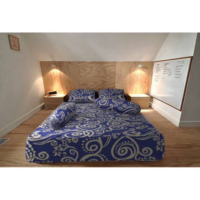 Sprei Katun Motif Batik Biru