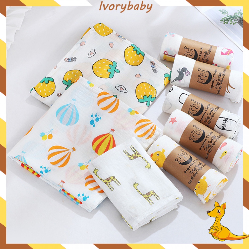 Ivorybaby Kain bedong bayi motif aneka / muslin swaddle bahan cotton lembut