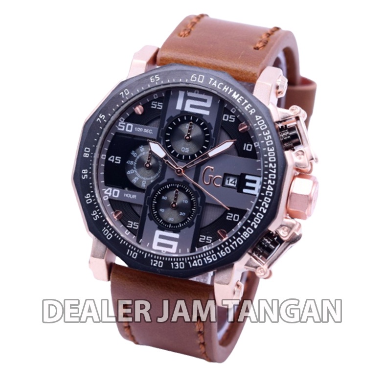 Grosir Jam Tangan Pria Guess Collection Q12-3185 Chronograp Tanggal Aktif Tali Kulit Garansi Origina