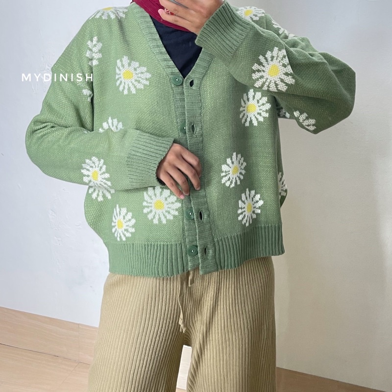 Delsa Flower Crop Oversize Cardy - Cardigan Wanita Terbaru