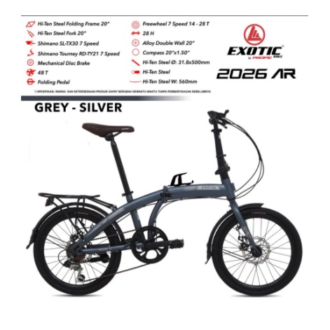 Sepeda Lipat Folding Bike Exotic By Pacific 2026 AR 20 Inch 7 Speed Garansi Termurah-1
