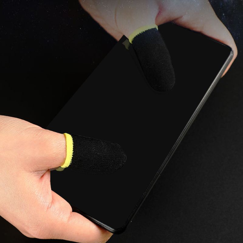 Btsg 1pasang Sarung Tangan Jari Serat Karbon Non-slip Breathable Finger Gaming Gloves Untuk Android/iOS Handphone/Tablet