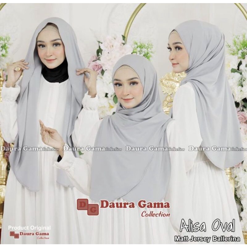 Jilbab Pasmina Polos Alisa Oval Original Daura Gama