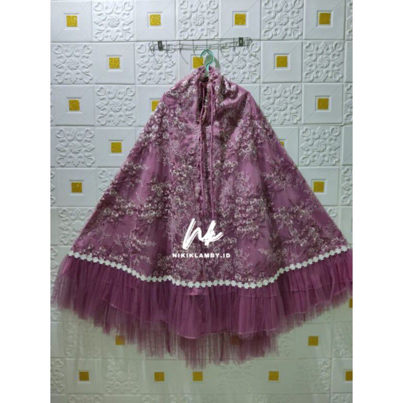 Mukena Brukat Mewah Sutra Renda Tulle Jumbo Premium Hantaran Tasikmalaya murah