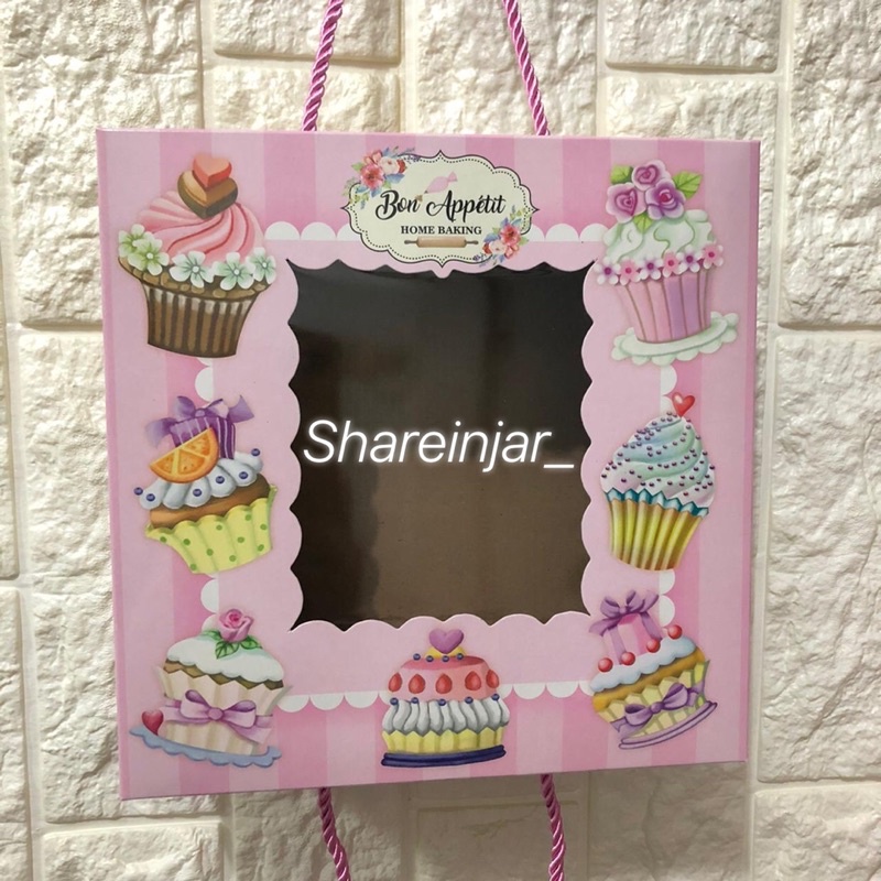 

Kotak Box Packaging Souvenir Gift Hampers Kue Bolu Lapis Brownies Cupcake - Pink