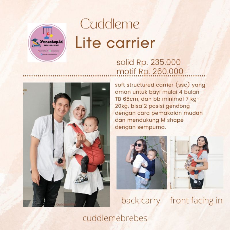 Gendongan Bayi Cuddleme Lite Carrier Cuddle me Gendong Depan Belakang 4bulan bb 20kg