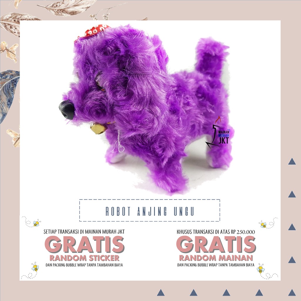 Mainan Anak Murah Boneka Robot Anjing Ungu Lucu Berbunyi Dan