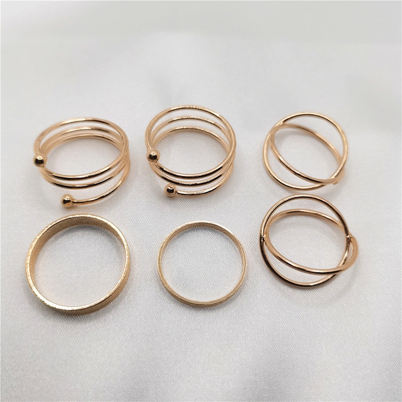 6Pcs Cincin Retro Bahan Stainless Steel Untuk Hadiah Aksesoris Fashion