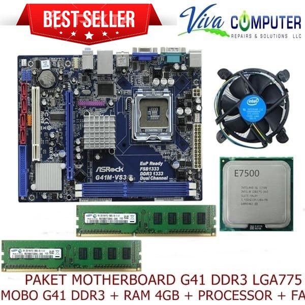 paket motherboard G41 DDR3 + processor + RAM 4GB + fan / paket mobo lengkap / paket rakit komputer