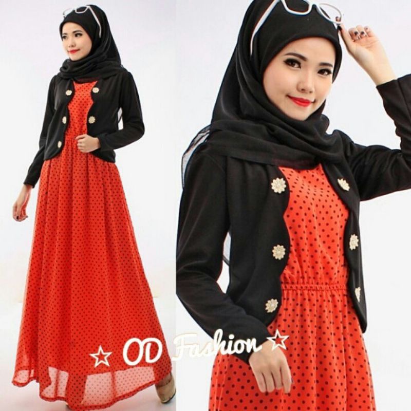 Set Gamis Outer Ceruty Babydol Dress Lebaran 2022