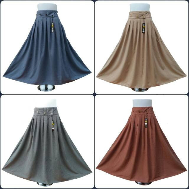 Rok Jumbo Rempel XXXL (Black) SUPER PREMIUM Katun Supernova Tebal Rok Wanita Katun Rempel Panjang