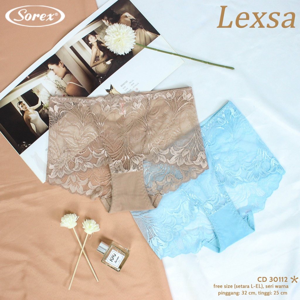 Celana Dalam Wanita Sorex Cutting Maxi Lexsa Freesize (Setara L-EL) CD Sorex 30112 Motif Brukat Bunga - Pakaian Dalam Wanita - 6 pcs