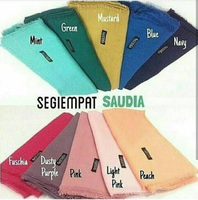 TERMURAH! PROMO! JILBAB SAUDIA RAWIS BAHAN KATUN UKURAN 115X115 CM WARNA LENGKAP KERUDUNG SEGI EMPAT