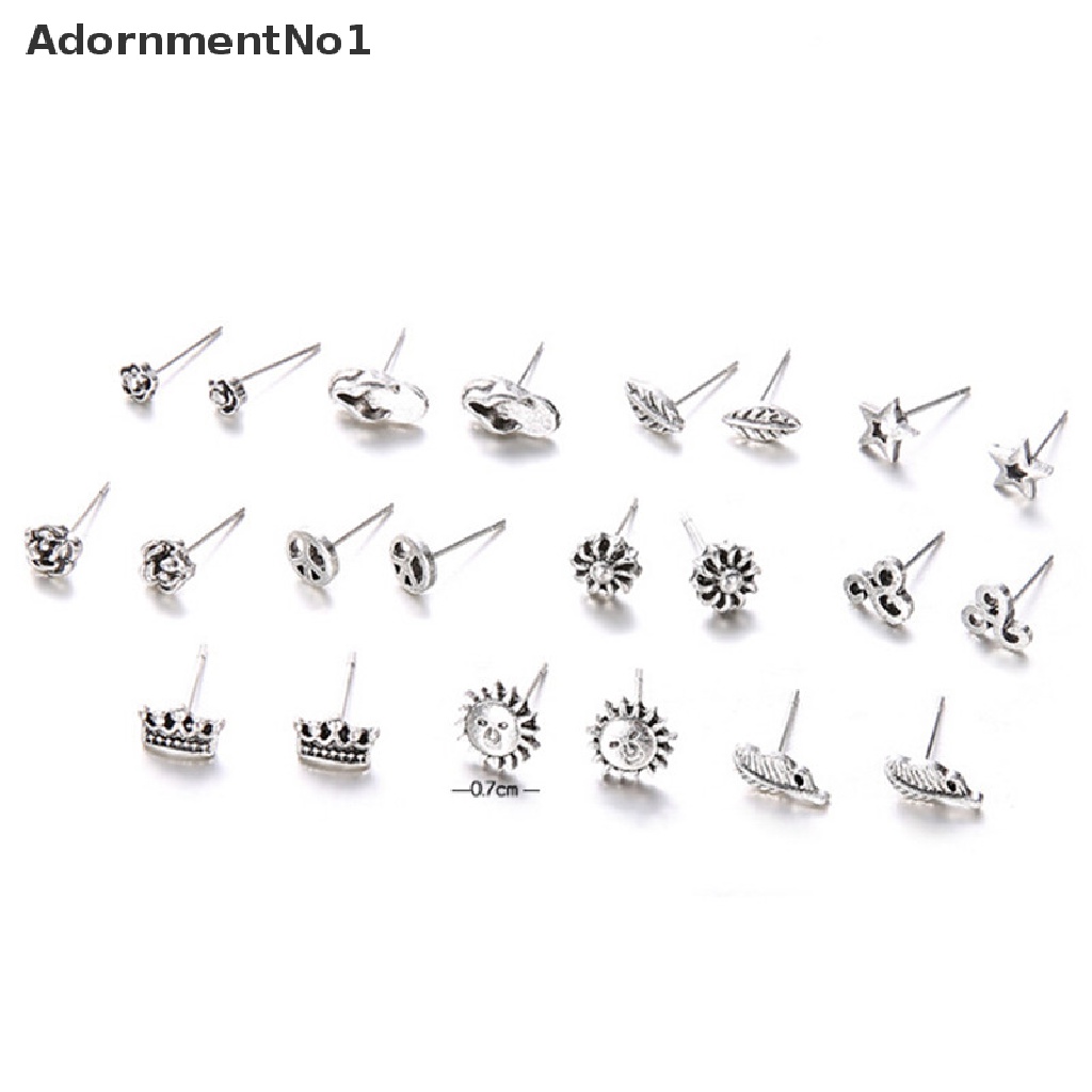 (AdornmentNo1) 11 Pasang / Set Anting Tusuk Gaya Bohemia Warna Silver Untuk Wanita