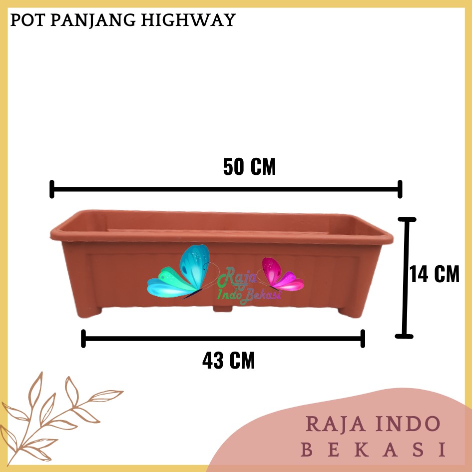 3 Pcs Pot Bunga Panjang Highway 55 Hitam Merah Bata Coklat Pot Bunga Segi Panjang 60 CM 50cm 70cm Pot Panjang Plastik Putih Murah Gantung - Pot Panjang 50
