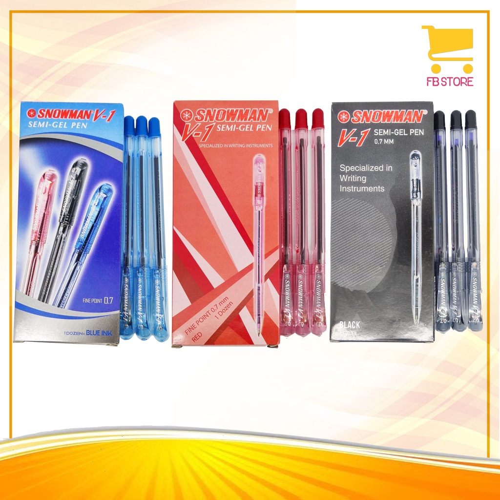

Ballpoint Pen Snowman V1 / V-1 Semi Gel Pen 0,7Mm Per Pack Per Warna